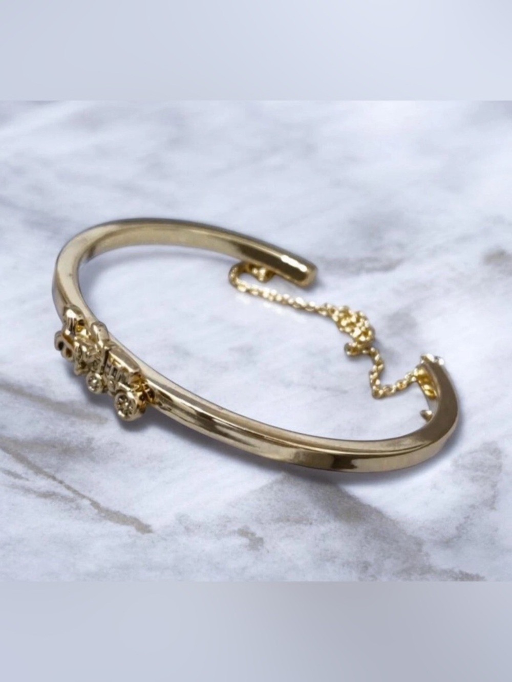 COACH Women's Horse and Carriage Double Chain Gold Tone Cuff Bracelet (F33376) - Picture 3 of 5